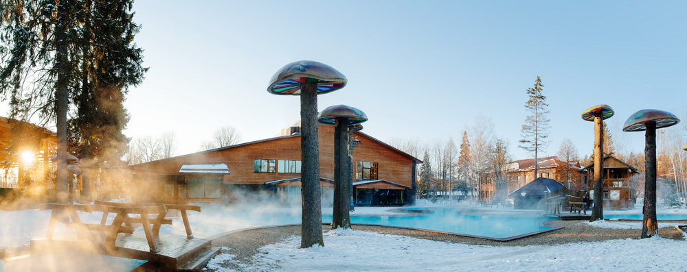 Парк отель солнечный бассейн зимой открытый